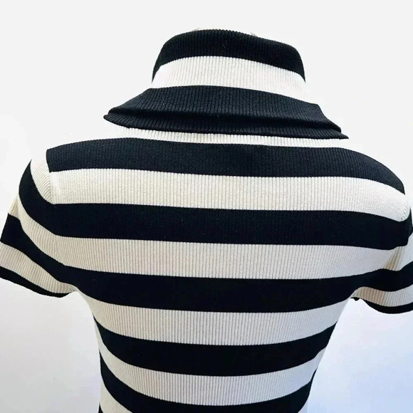 INC Women Short Sleeve Pullover Turtleneck Striped Black/White Sweater Size PM - Picture 8 of 13